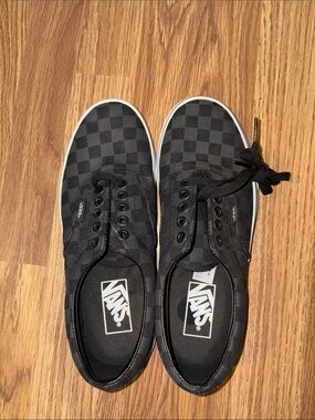 Vans Checkerboard Canvas Low-Top Sneakers - Black & Gray